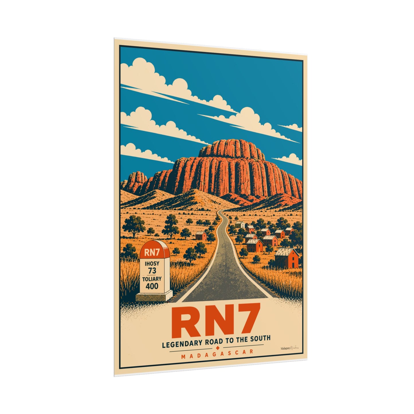 Poster RN7 – La Route Mythique de Madagascar | Affiche Travel Poster Malagasy Wonders