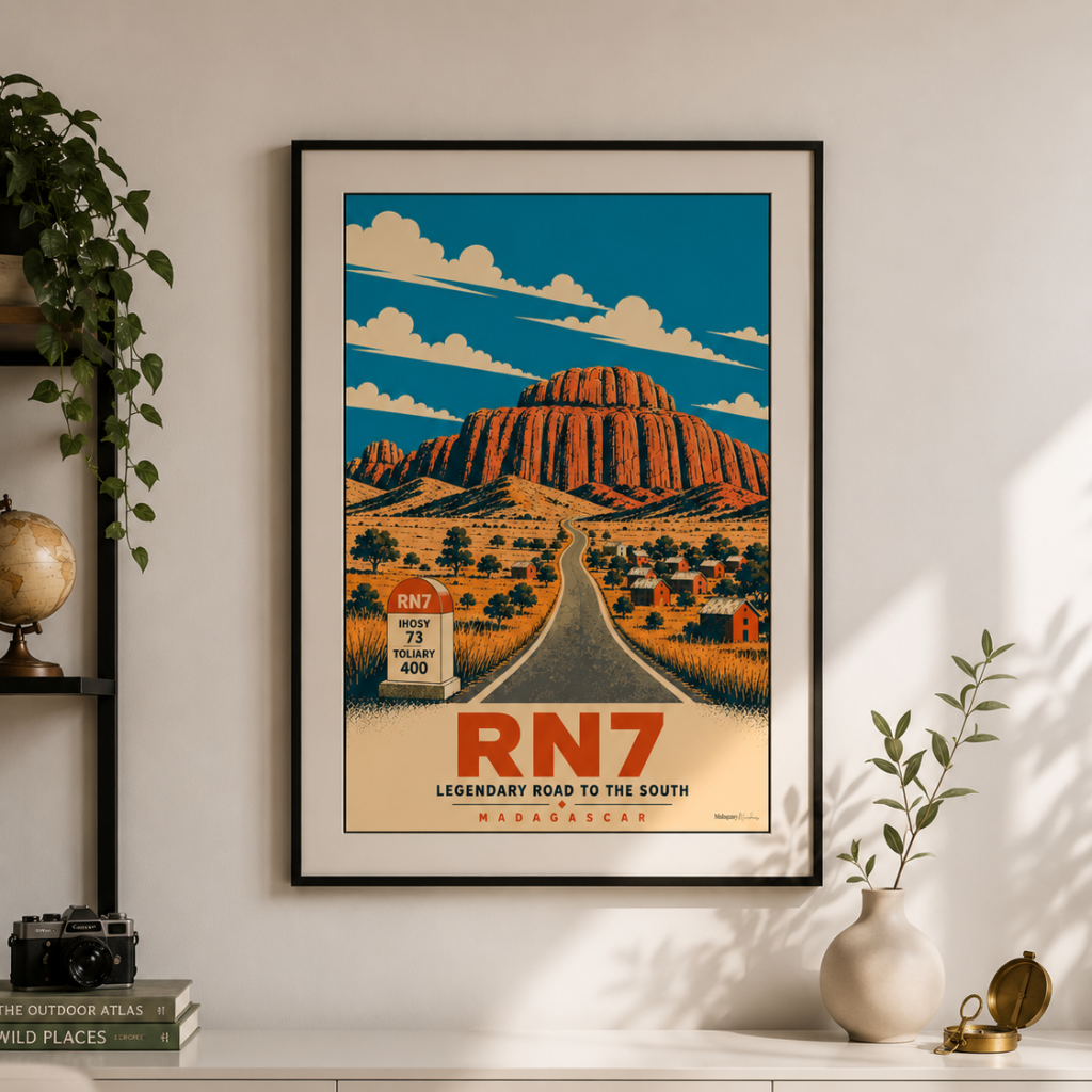Poster RN7 – La Route Mythique de Madagascar | Affiche Travel Poster Malagasy Wonders