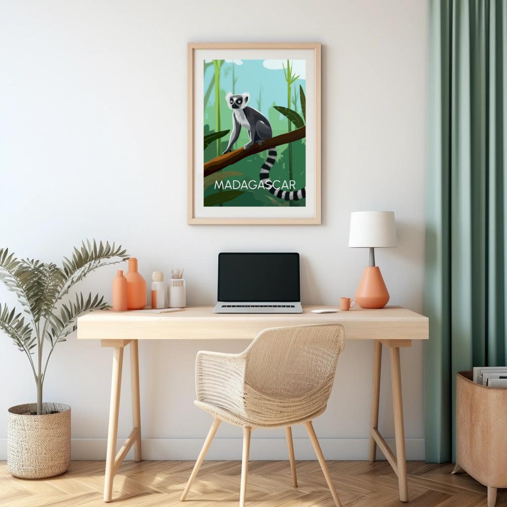 Affiche Lémurien Maki Catta